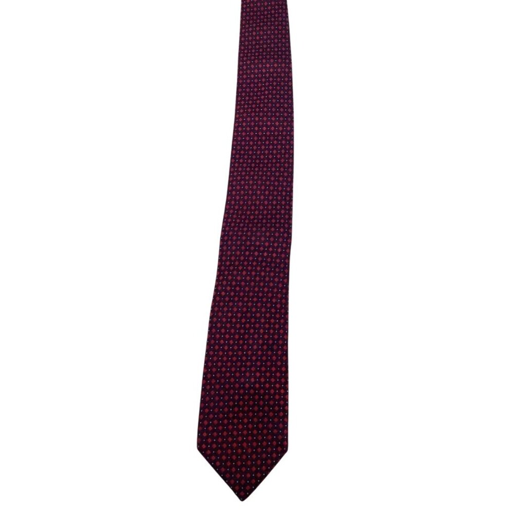 Mens Brooks Brothers Silk Tie  62" Red & Navy Diamond Pattern